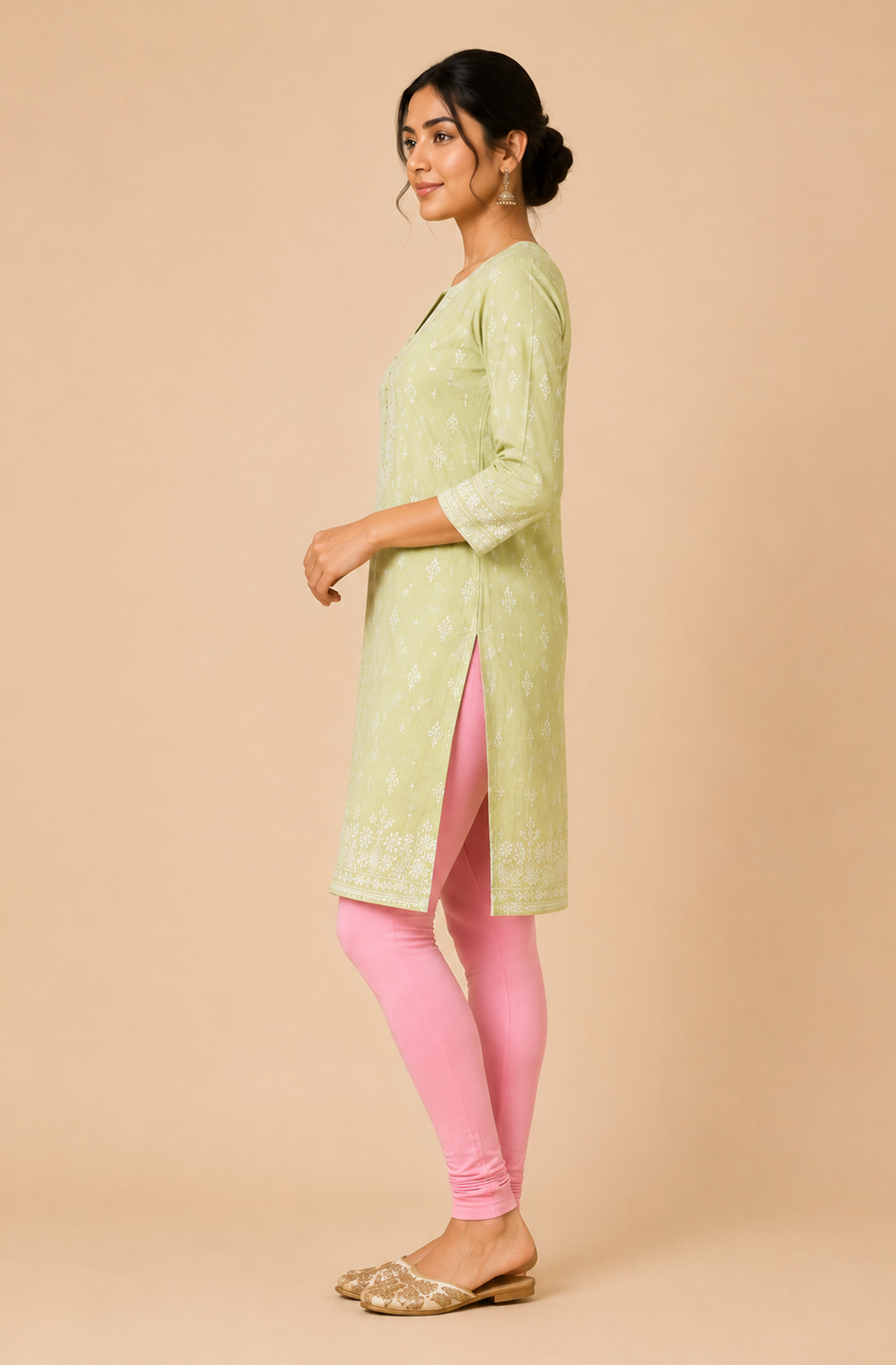 Women's Full Length Everyday Comfort Leggings - Baby Pink | Soft Stretch Elastic Waist