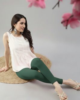👗 Women’s Everyday Ankle Fit Leggings | Soft 🌿 Stretchable ✨ Comfortable Fit (Bottel Green)