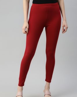👗 Women’s Everyday Ankle Fit Leggings | Soft 🌿 Stretchable ✨ Comfortable Fit (Red)