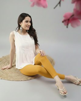 👗 Women’s Everyday Ankle Fit Leggings | Soft 🌿 Stretchable ✨ Comfortable Fit (Golden Yellow)