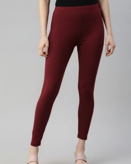 👗 Women’s Everyday Ankle Fit Leggings | Soft 🌿 Stretchable ✨ Comfortable Fit (Maroon)